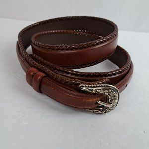 VTG Resistol Brown Leather Western Style Belt with Braiding. Size 36